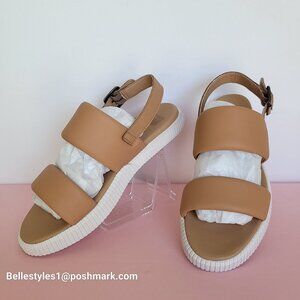 SOREL Ona Streetworks Go-To Slingback Quilted Leather Sandal- Honest Beige/Sea S